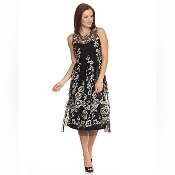Beige by eci Dresses Beige By Eci Floral Embroidered Mesh Fitandflare Dress Poshmark